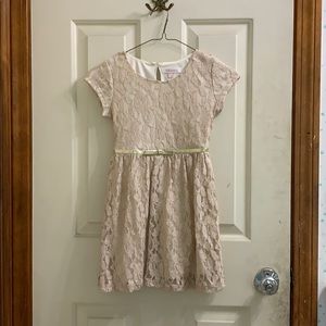 Gold lace little girls dress